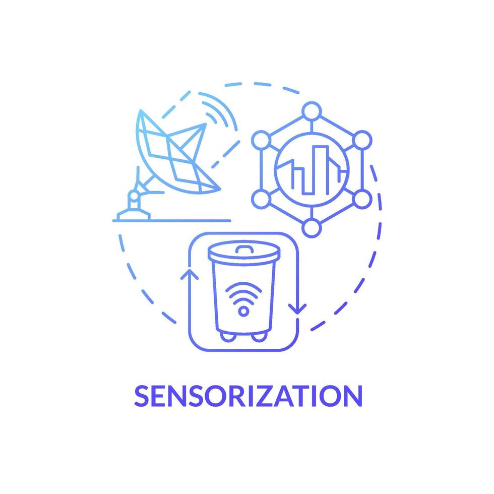 Sensorization blue gradient concept icon. Modern city digitalization program. Citizen comfort technology abstract idea thin line illustration. Vector isolated outline color drawing