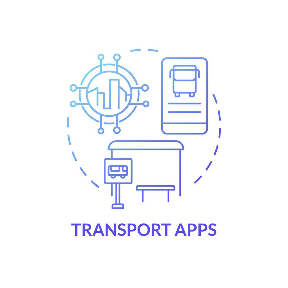 Transport apps blue gradient concept icon. Digital timetable online service. Public transport control software abstract idea thin line illustration. Vector isolated outline color drawing