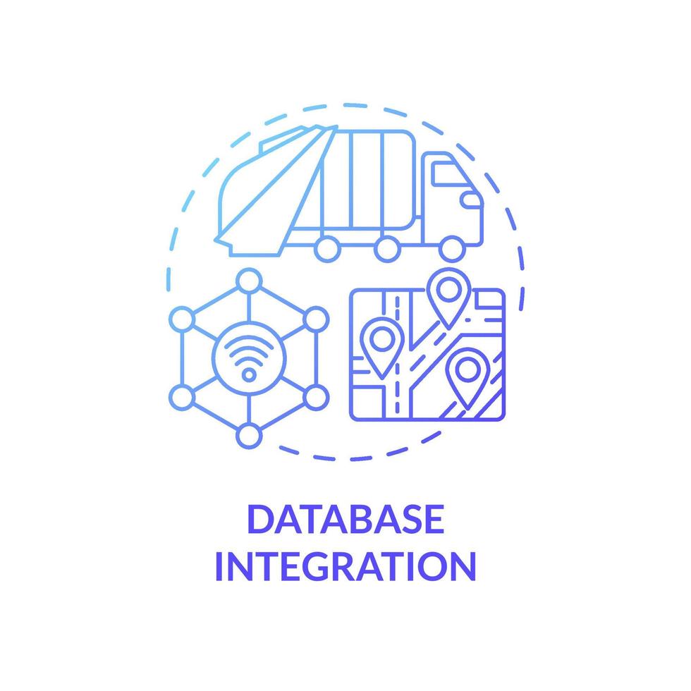 Database integration blue gradient concept icon. Urban services work organization. City digital management abstract idea thin line illustration. Vector isolated outline color drawing