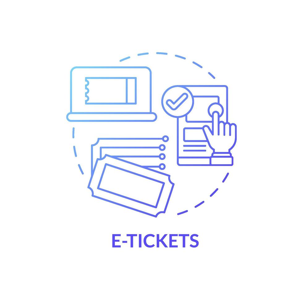 E-tickets blue gradient concept icon. Ordering public transport tickets online. Passenger electronic document abstract idea thin line illustration. Vector isolated outline color drawing