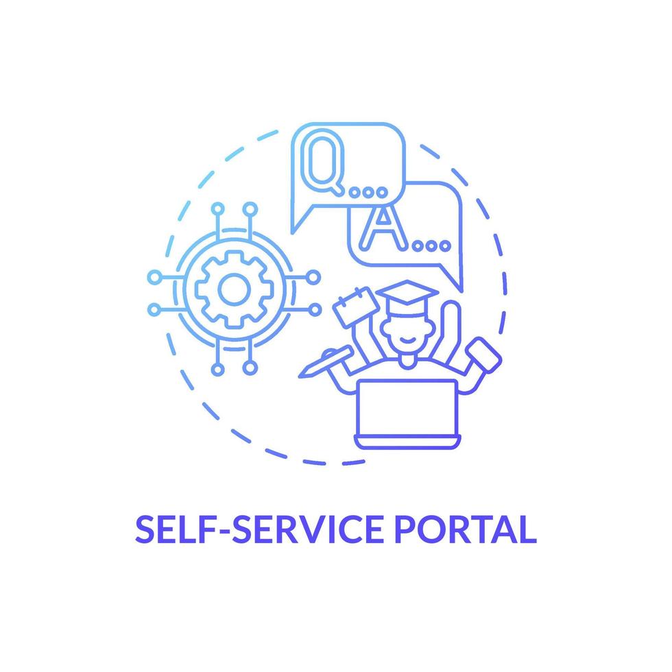 icono de concepto de degradado azul del portal de autoservicio. base de datos de información pública. servicio de soporte técnico idea abstracta ilustración de línea delgada. dibujo de color de contorno aislado vectorial vector