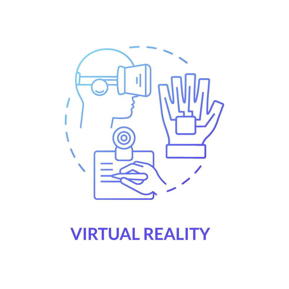 icono de concepto de gradiente azul de realidad virtual. modernos dispositivos de trabajo y diversión. tecnología de realidad aumentada idea abstracta ilustración de línea delgada. dibujo de color de contorno aislado vectorial vector