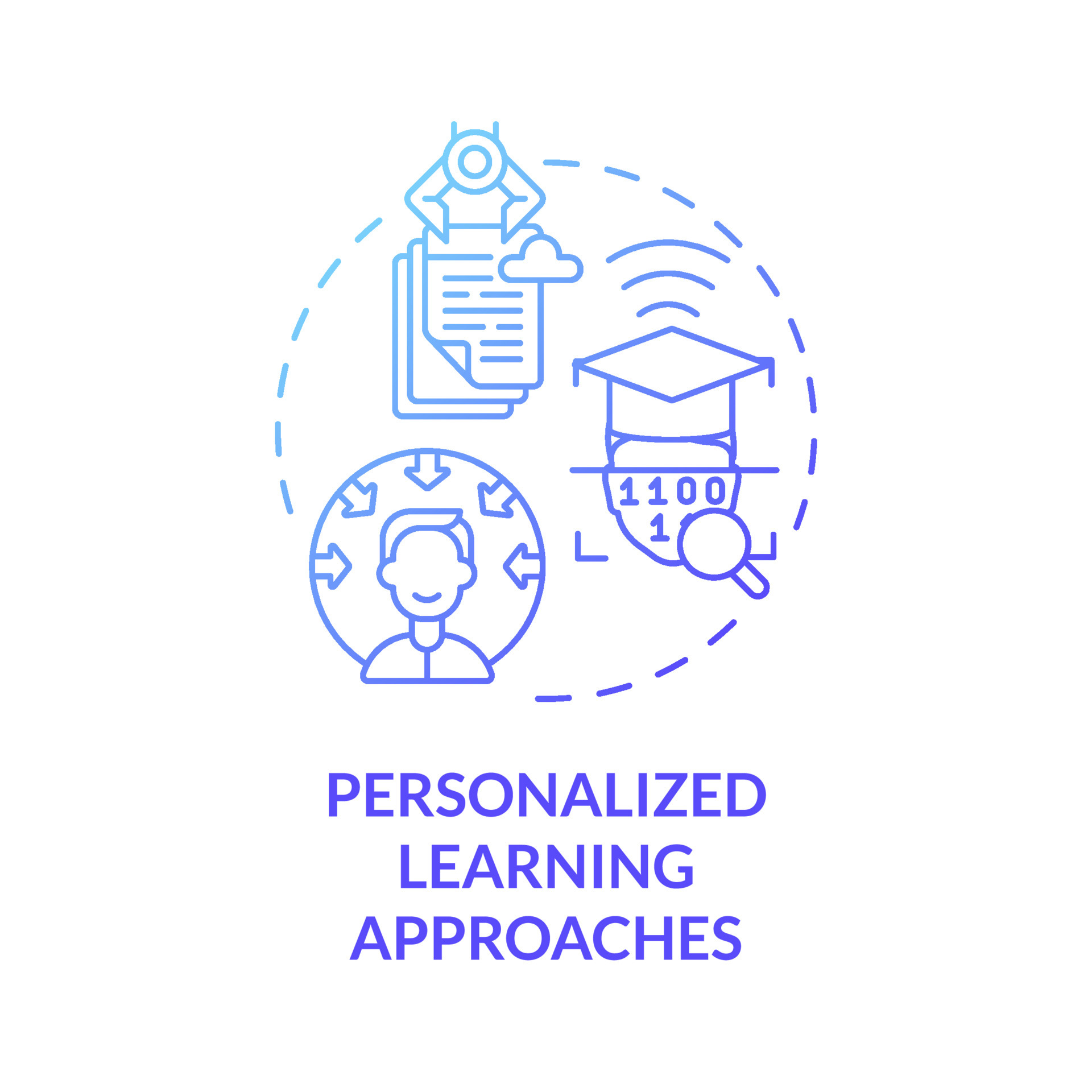 Personalized learning approaches blue gradient concept icon. Individual