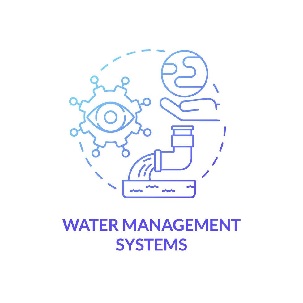 Water management system blue gradient concept icon. Control of water resources movement. Urban service database abstract idea thin line illustration. Vector isolated outline color drawing