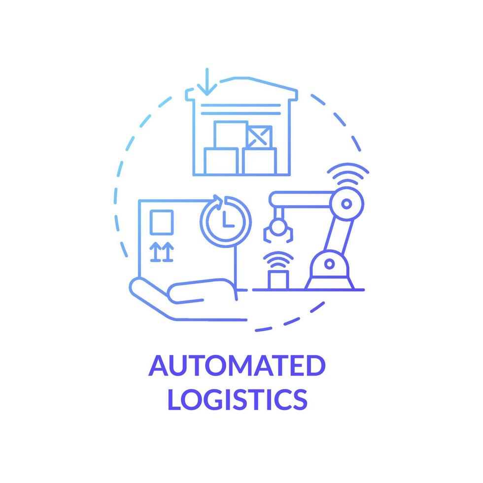 Automated logistics blue gradient concept icon. Technology of fast orders delivery. Shipping service for customers abstract idea thin line illustration. Vector isolated outline color drawing