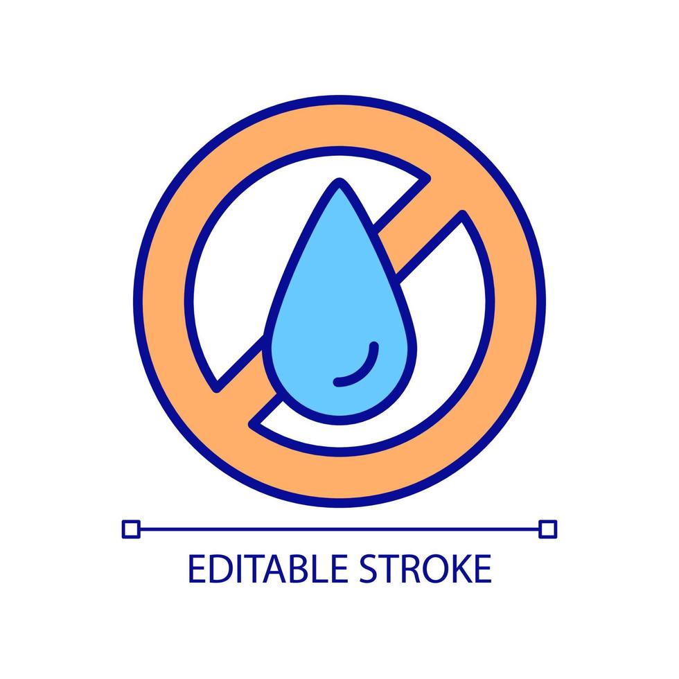 Avoid water RGB color icon. Uncomfortably dry eye, common side effects that patients experience after operation. Isolated vector illustration. Simple filled line drawing. Editable stroke