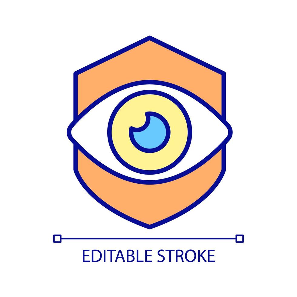 Guarantee for eye surgery RGB color icon. Significant vision improvement. Safe surgery with a low complication rate. Isolated vector illustration. Simple filled line drawing. Editable stroke