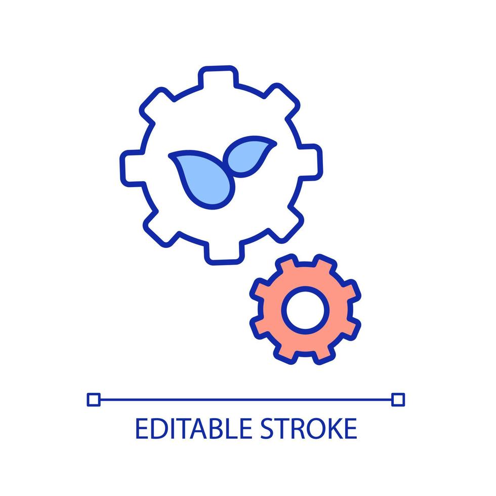 Sustainable production RGB color icon. Operations management. Renewable resources. Eco friendly operational system. Isolated vector illustration. Simple filled line drawing. Editable stroke