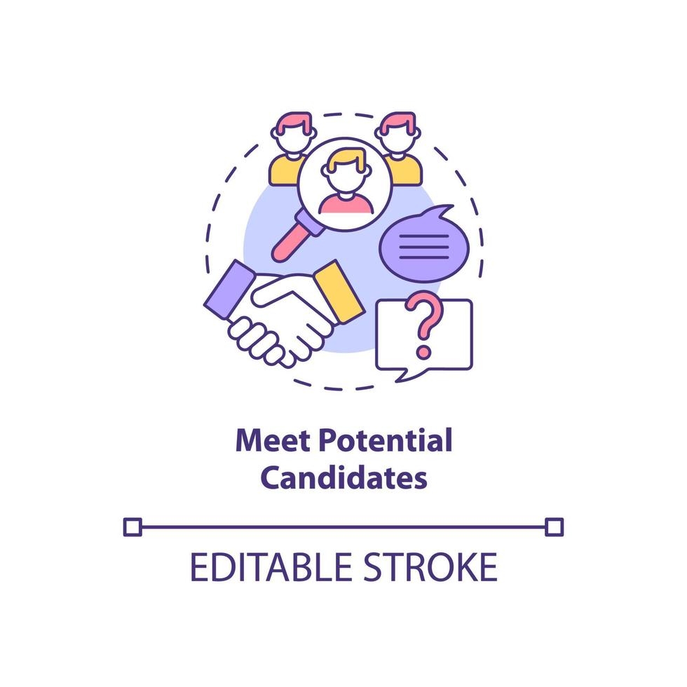 Meet potential candidates concept icon. Attracting talents abstract idea thin line illustration. Offer opportunities. Hiring process. Vector isolated outline color drawing. Editable stroke