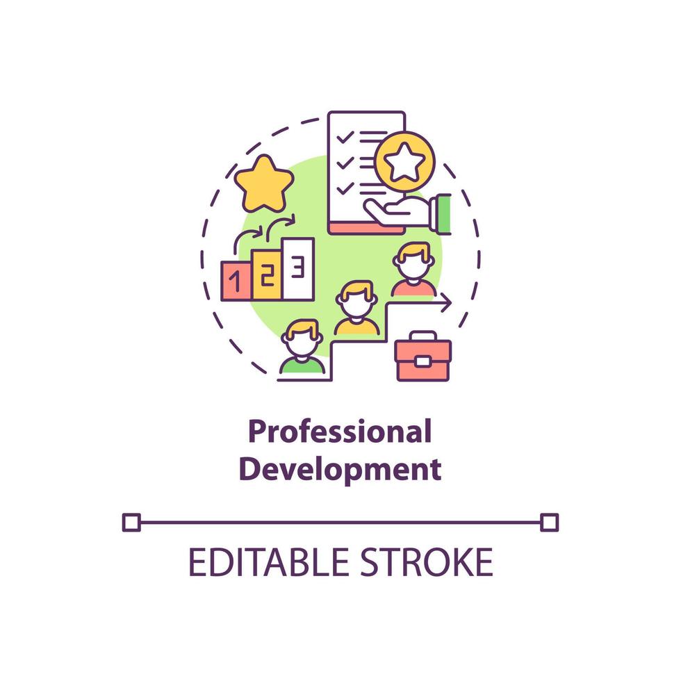 Professional development concept icon. Employees perks abstract idea thin line illustration. Meaningful expertise and experience. Vector isolated outline color drawing. Editable stroke