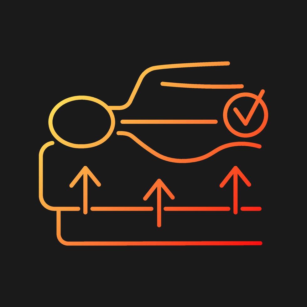 Spine mattress gradient vector icon for dark theme. Orthopedic mattress. Bacs pain prevention. Spine alignment. Thin line color symbol. Modern style pictogram. Vector isolated outline drawing