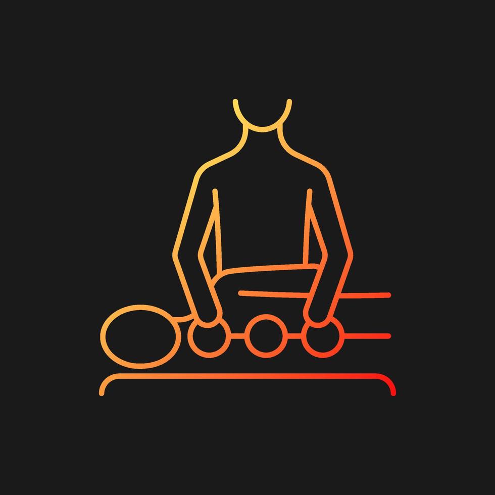 Chiropractic care gradient vector icon for dark theme. Mechanical disorders treatment. Medical procedure. Thin line color symbol. Modern style pictogram. Vector isolated outline drawing