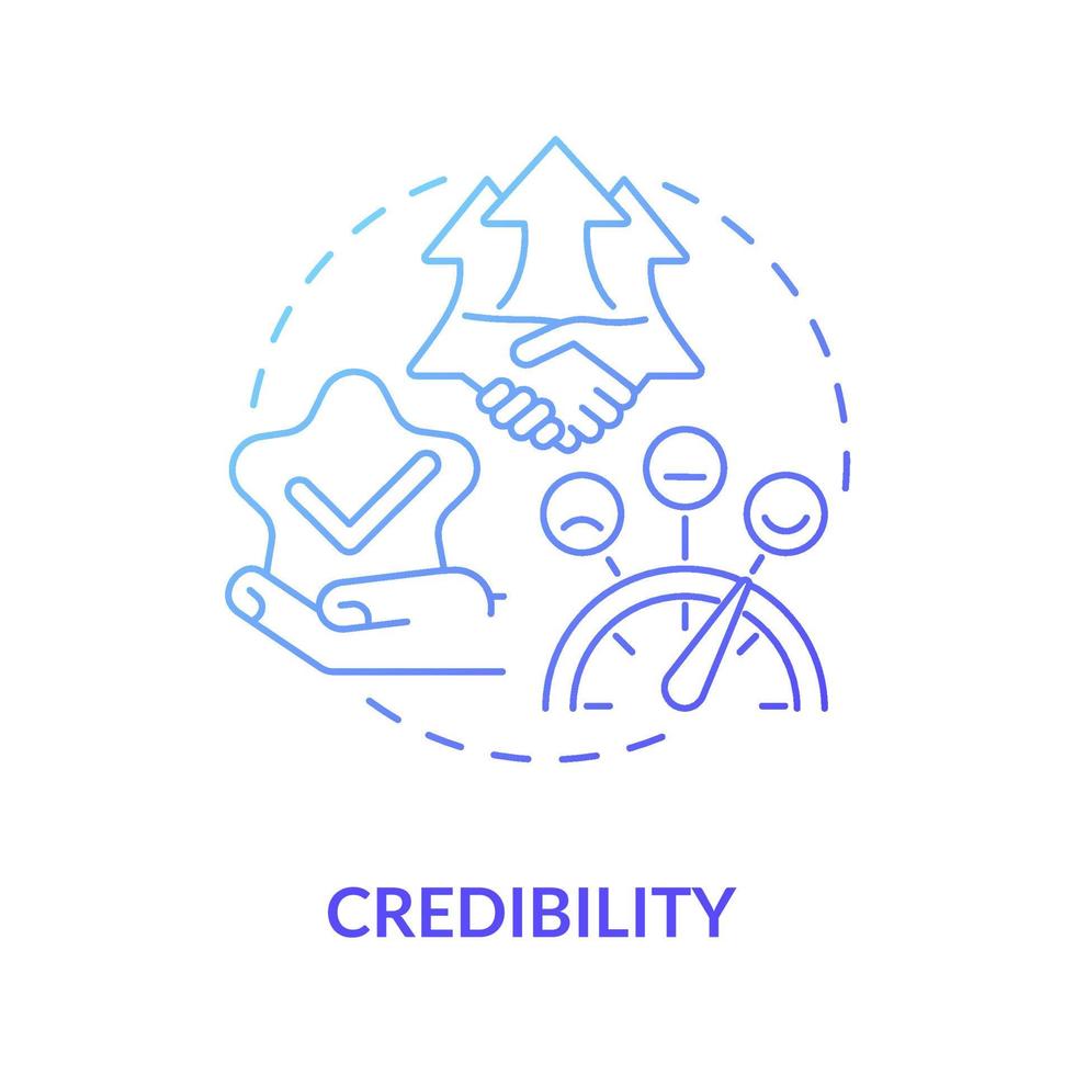 Credibility blue gradient concept icon. Business reliability. Company integrity. Customer trust. Brand planning abstract idea thin line illustration. Vector isolated outline color drawing