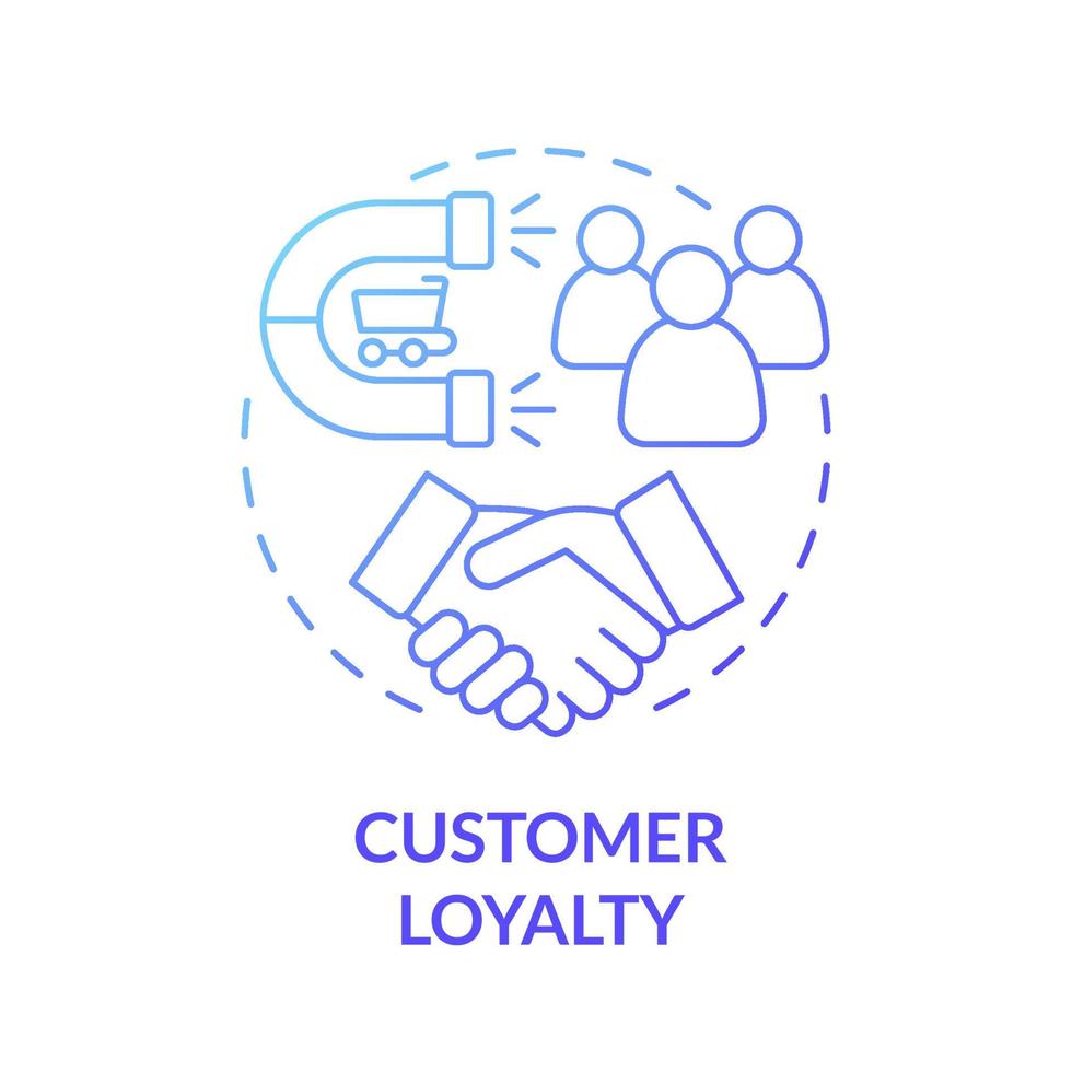 Customer loyalty blue gradient concept icon. Client retention. Consumer satisfaction and trust. Brand planning abstract idea thin line illustration. Vector isolated outline color drawing