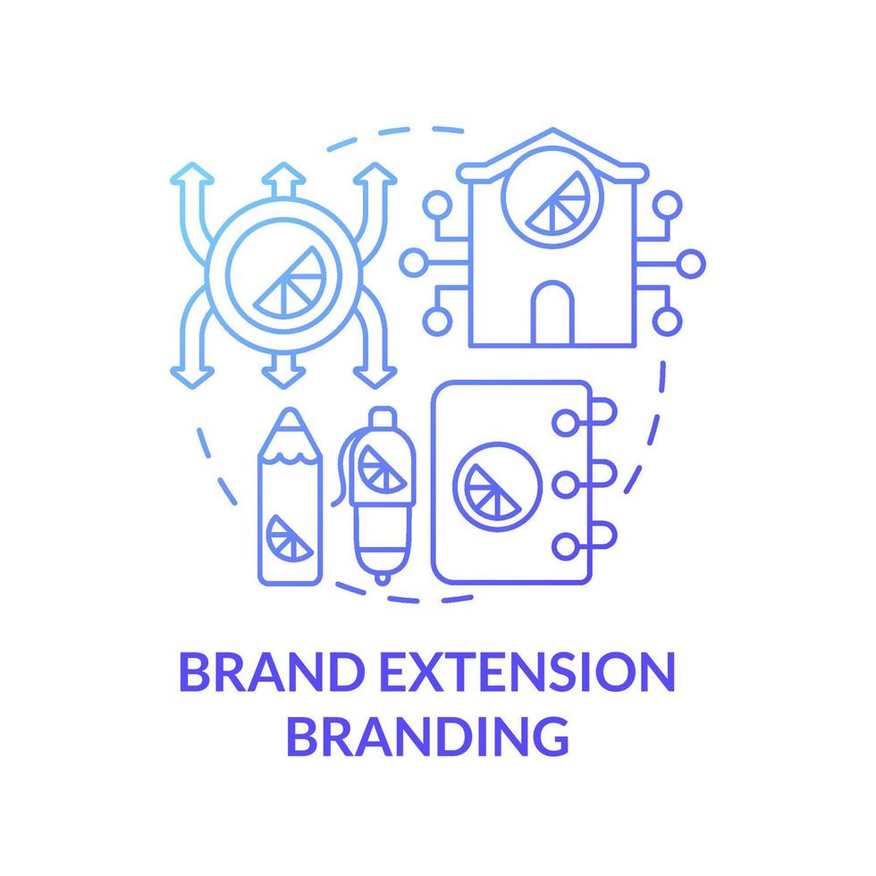 Brand extension branding blue gradient concept icon. Strategy for expanding business. Company development. Brand planning abstract idea thin line illustration. Vector isolated outline color drawing