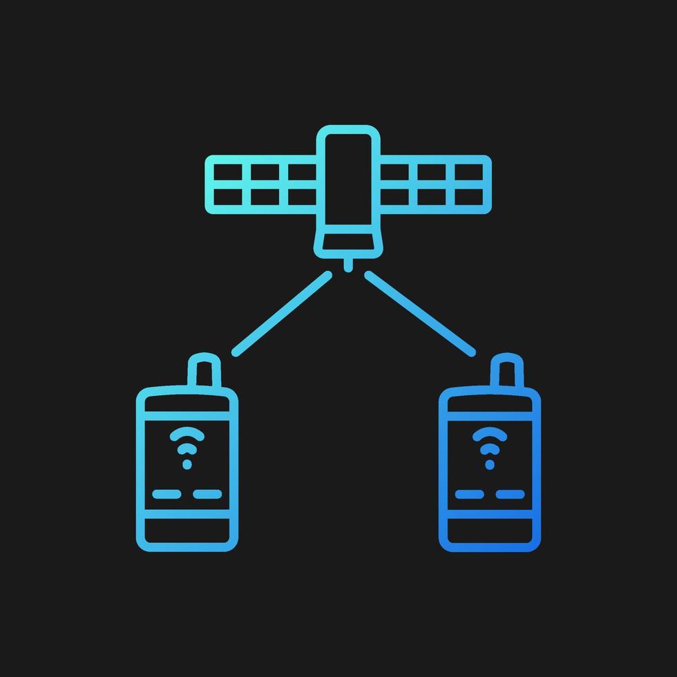 icono de vector de gradiente de telefonía satelital para tema oscuro. conexión de la red mundial de telecomunicaciones. símbolo de color de línea delgada. pictograma de estilo moderno. dibujo de contorno aislado vectorial