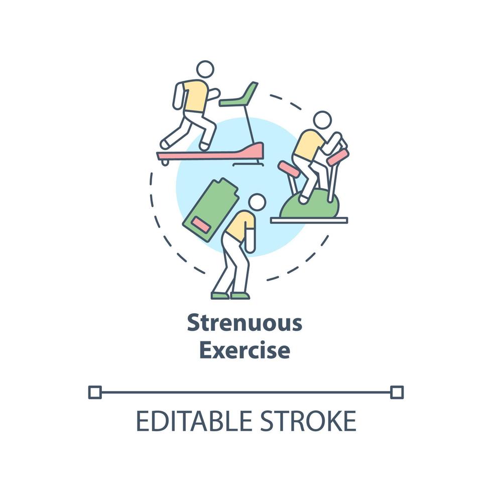 Strenuous exercise concept icon. Intense activity requires additional fluid consumption. Rehydration abstract idea thin line illustration. Vector isolated outline color drawing. Editable stroke