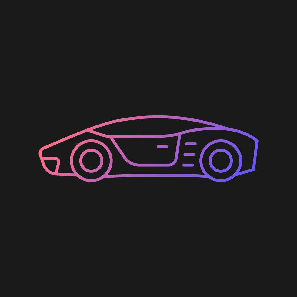 Supercar gradient vector icon for dark theme. High-performance luxury sports vehicle. Exotic car. World-class auto. Thin line color symbol. Modern style pictogram. Vector isolated outline drawing