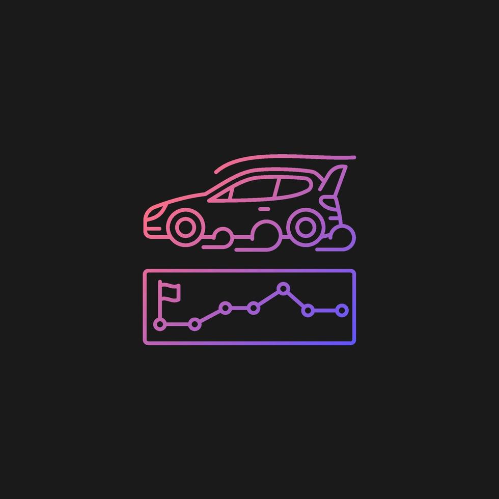 Rallying event gradient vector icon for dark theme. Motor sport competition. Challenge for performance. Control points. Thin line color symbol. Modern style pictogram. Vector isolated outline drawing