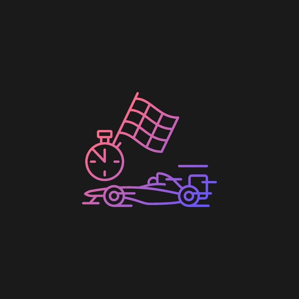 Formula racing gradient vector icon for dark theme. Driving single-seater car. Highest class auto racing. Motor sport. Thin line color symbol. Modern style pictogram. Vector isolated outline drawing