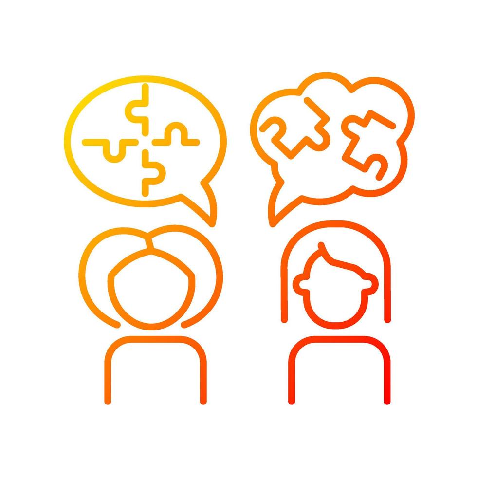 Psychotherapy gradient linear vector icon. Psychological method. Psychotherapist. Cognitive behavioral therapy. Thin line color symbol. Modern style pictogram. Vector isolated outline drawing