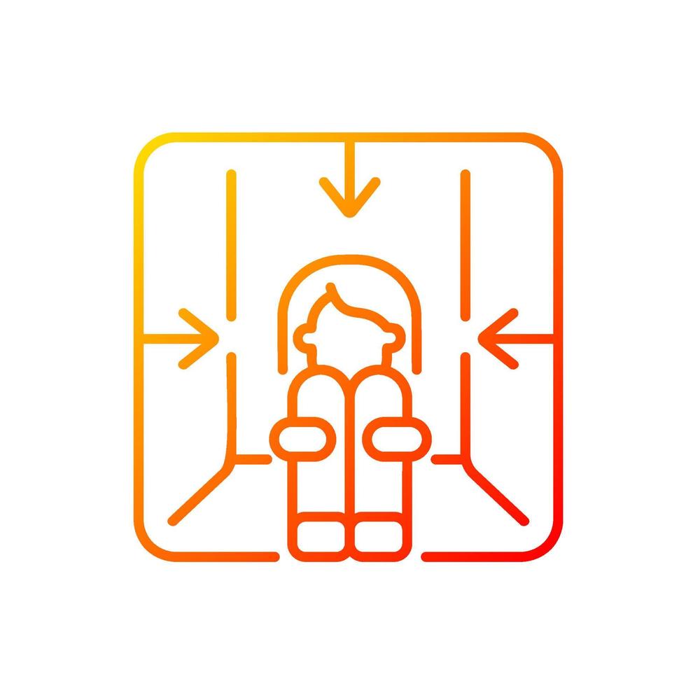 Claustrophobia gradient linear vector icon. Fear of enclosed spaces as panic attack trigger. Psychological problem. Thin line color symbol. Modern style pictogram. Vector isolated outline drawing