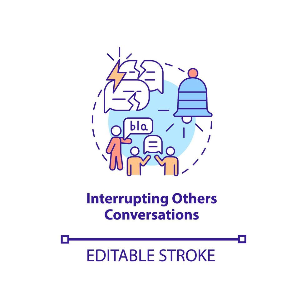 Interrupting others conversations concept icon. Hyperactive-impulsive symptom abstract idea thin line illustration. Poor regulating functions. Vector isolated outline color drawing. Editable stroke