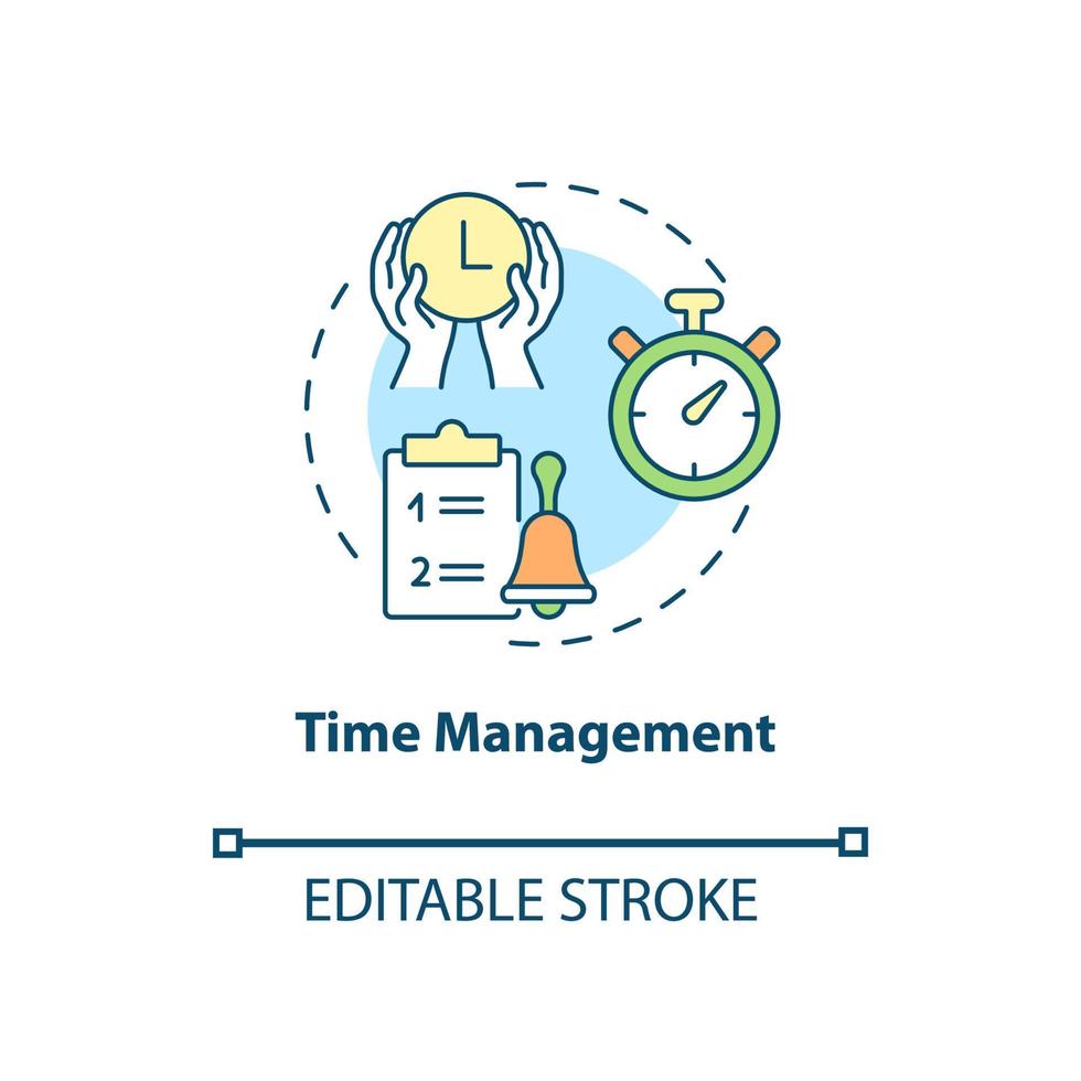 Time management concept icon. Parenting tip for ADHD abstract idea thin line illustration. Teach child to organize time. Increasing productivity. Vector isolated outline color drawing. Editable stroke