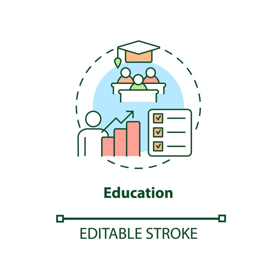 icono del concepto de educación. tratamiento para el TDAH en adultos idea abstracta ilustración de línea delgada. mejorar las habilidades de estudio. aumentando las capacidades de aprendizaje. dibujo de color de contorno aislado vectorial. trazo editable vector