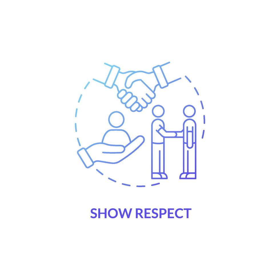 Show respect blue gradient concept icon. Appreciation and esteem. Customer service abstract idea thin line illustration. Isolated outline drawing. Roboto-Medium, Myriad Pro-Bold fonts used vector