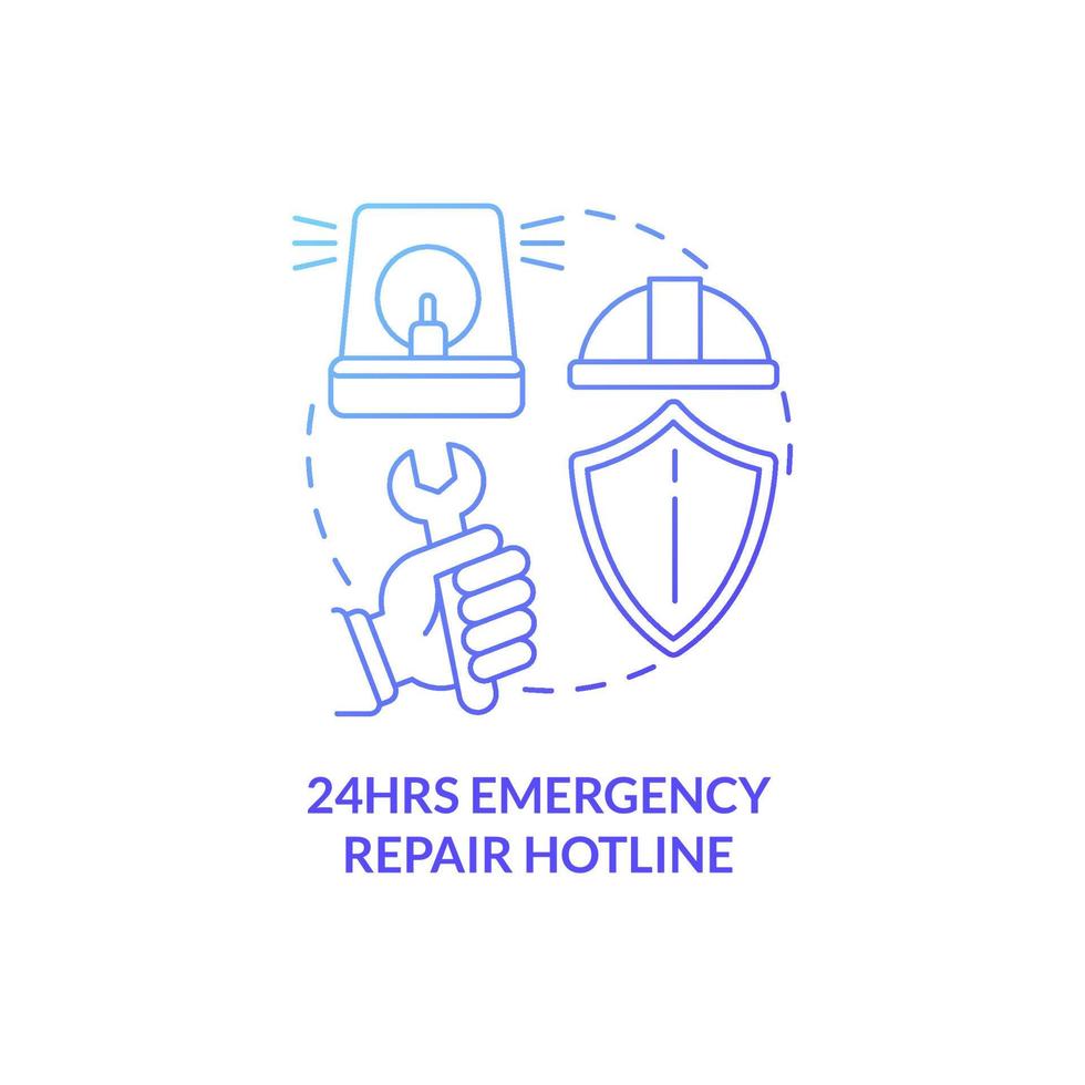 Emergency repair hotline blue gradient concept icon. Tenants support service abstract idea thin line illustration. Isolated outline drawing. Roboto-Medium, Myriad Pro-Bold fonts used vector