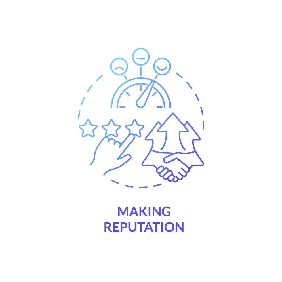 Making reputation blue gradient concept icon. Popularity and rates. Customer service benefits abstract idea thin line illustration. Isolated outline drawing. Roboto-Medium, Myriad Pro-Bold fonts used vector