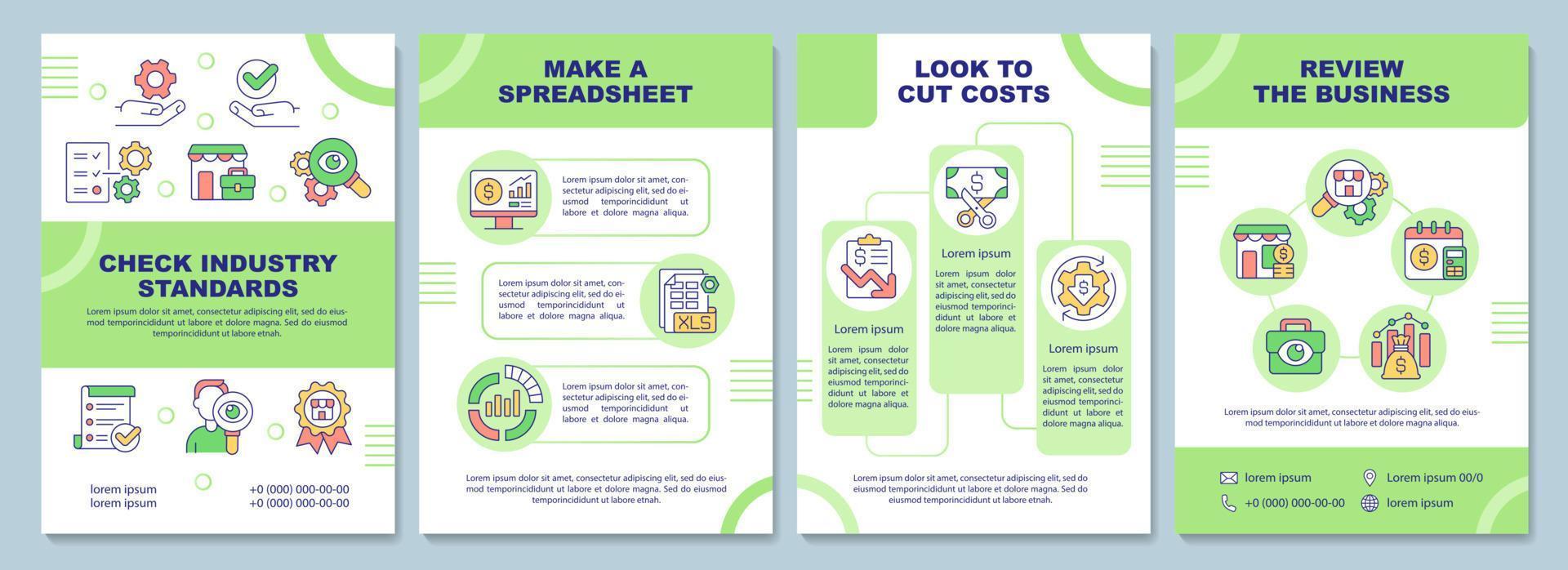 How to budget business brochure template. Market research. Booklet print design with linear icons. Vector layouts for presentation, annual reports, ads. Arial-Black, Myriad Pro-Regular fonts used