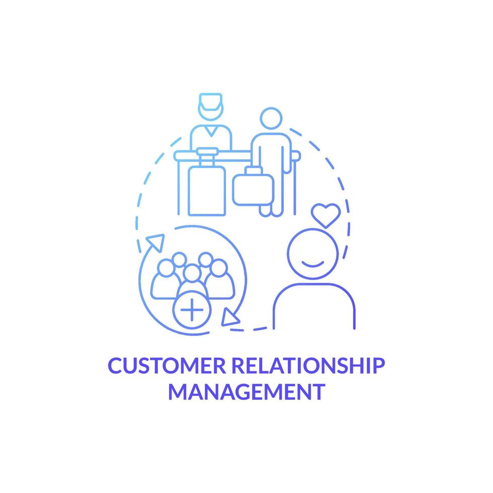 Customer relationship management blue gradient concept icon. Property regulation abstract idea thin line illustration. Isolated outline drawing. Roboto-Medium, Myriad Pro-Bold fonts used vector