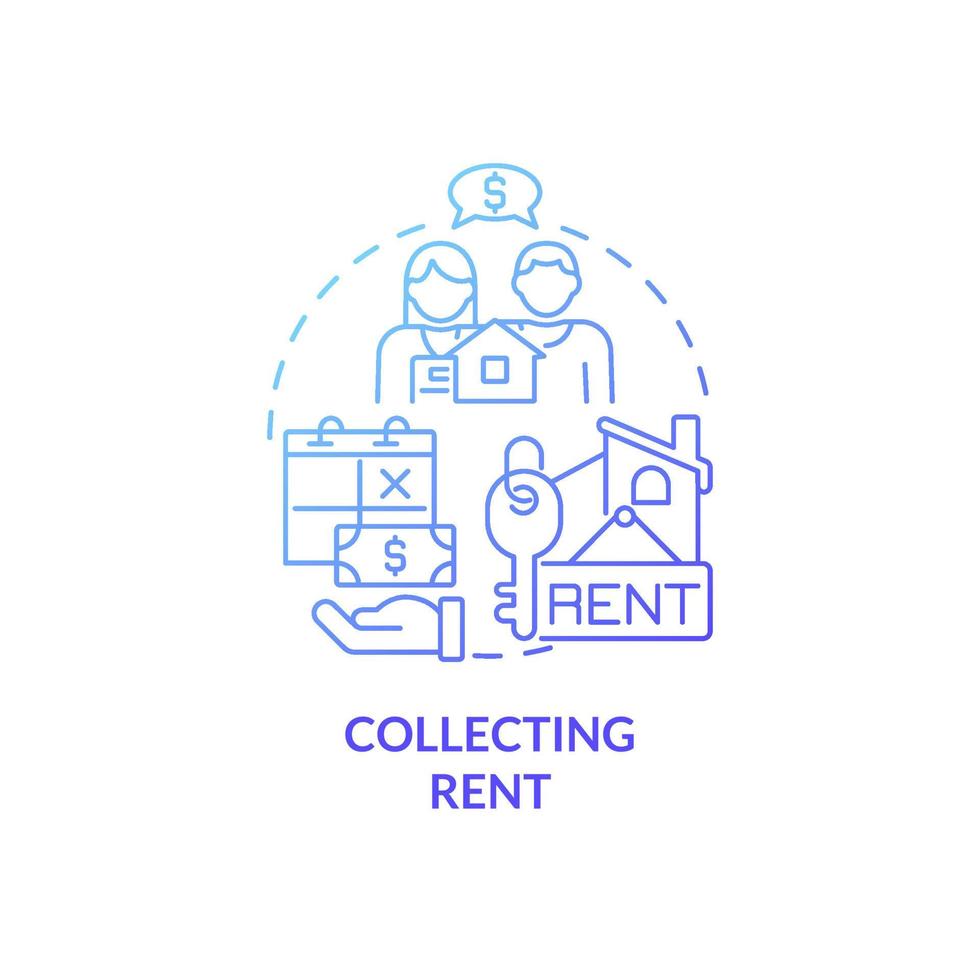 Collecting rent blue gradient concept icon. Regular payments for rental apartment abstract idea thin line illustration. Isolated outline drawing. Roboto-Medium, Myriad Pro-Bold fonts used vector