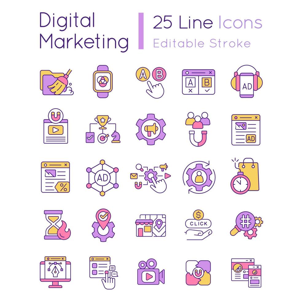 Paid advertisement on web sources RGB color icon. Digital marketing strategy. Online promoting. Isolated vector illustration. Simple filled line drawing. Editable stroke. Arial font used