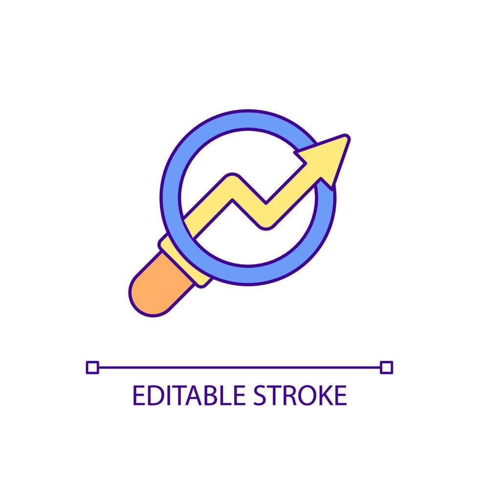 Tracking positive dynamics RGB color icon. Focus on skills and experience development. Potential checkup. Isolated vector illustration. Simple filled line drawing. Editable stroke. Arial font used