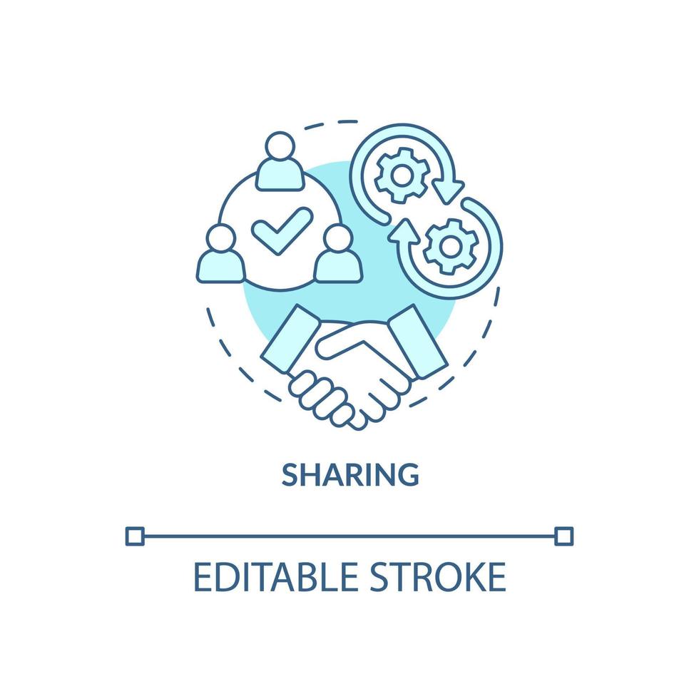 Sharing turquoise concept icon. Transparent budget. Company financial plan abstract idea thin line illustration. Isolated outline drawing. Editable stroke. Roboto-Medium, Myriad Pro-Bold fonts used vector