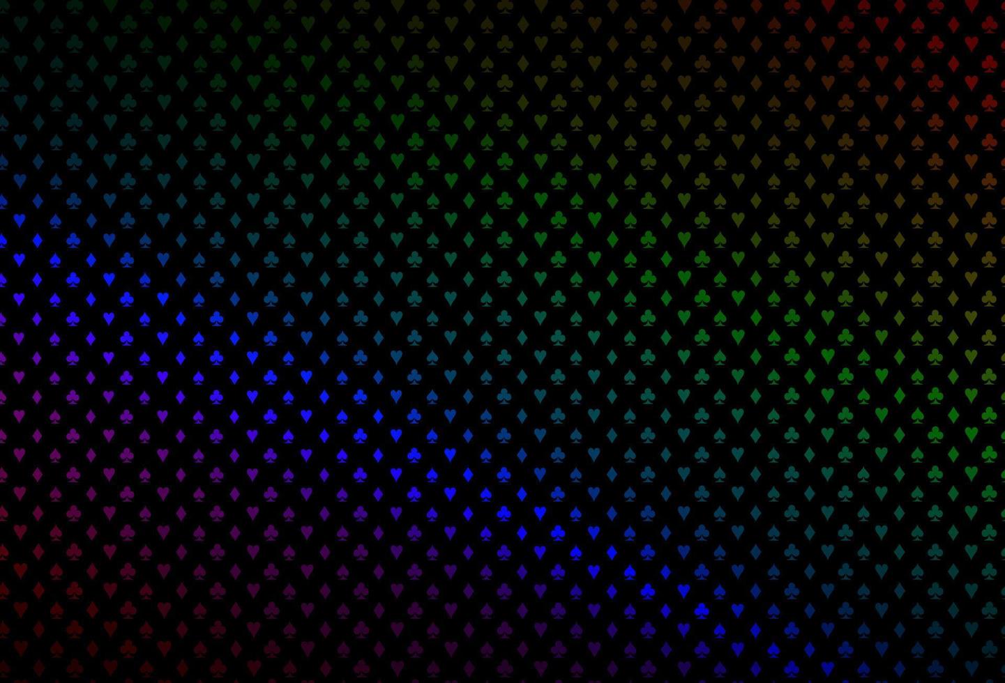 Dark multicolor, rainbow vector pattern with symbol of cards.