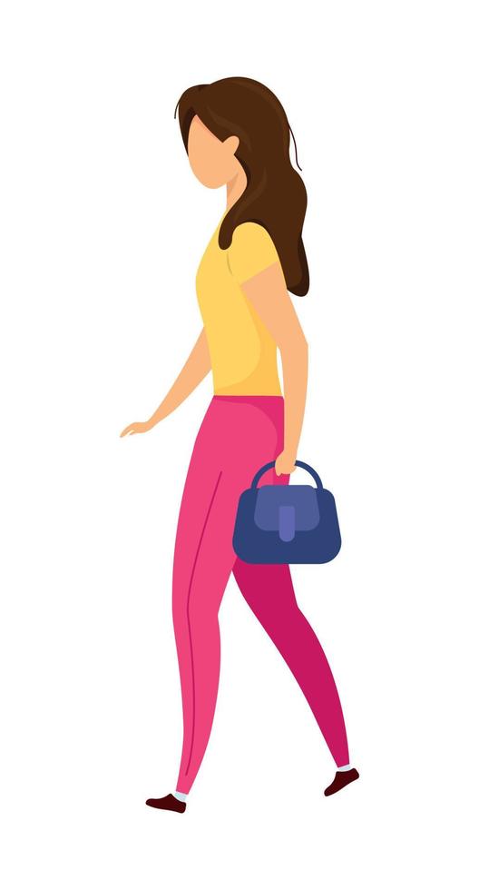 Businesswoman walking semi flat color vector character