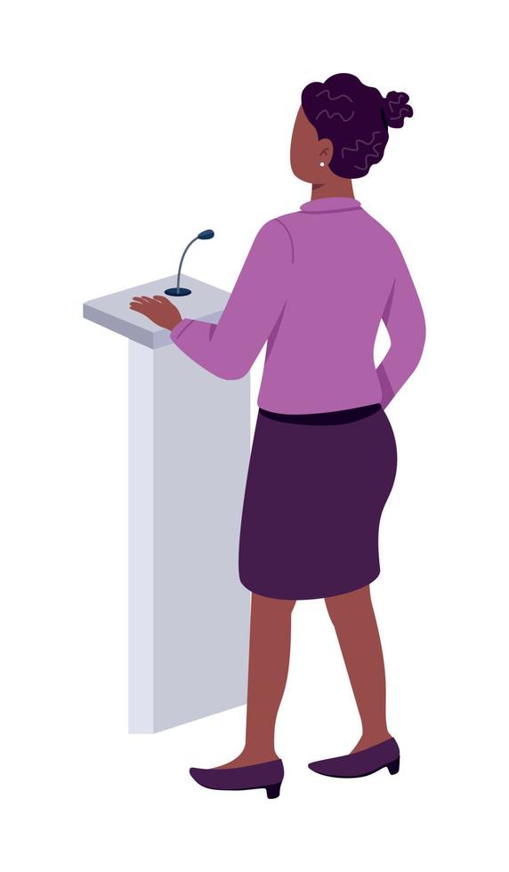 mujer en debate político carácter vectorial de color semiplano vector