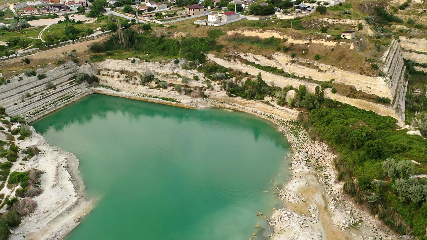 Aerial view on Inkerman Lake Crimea. photo