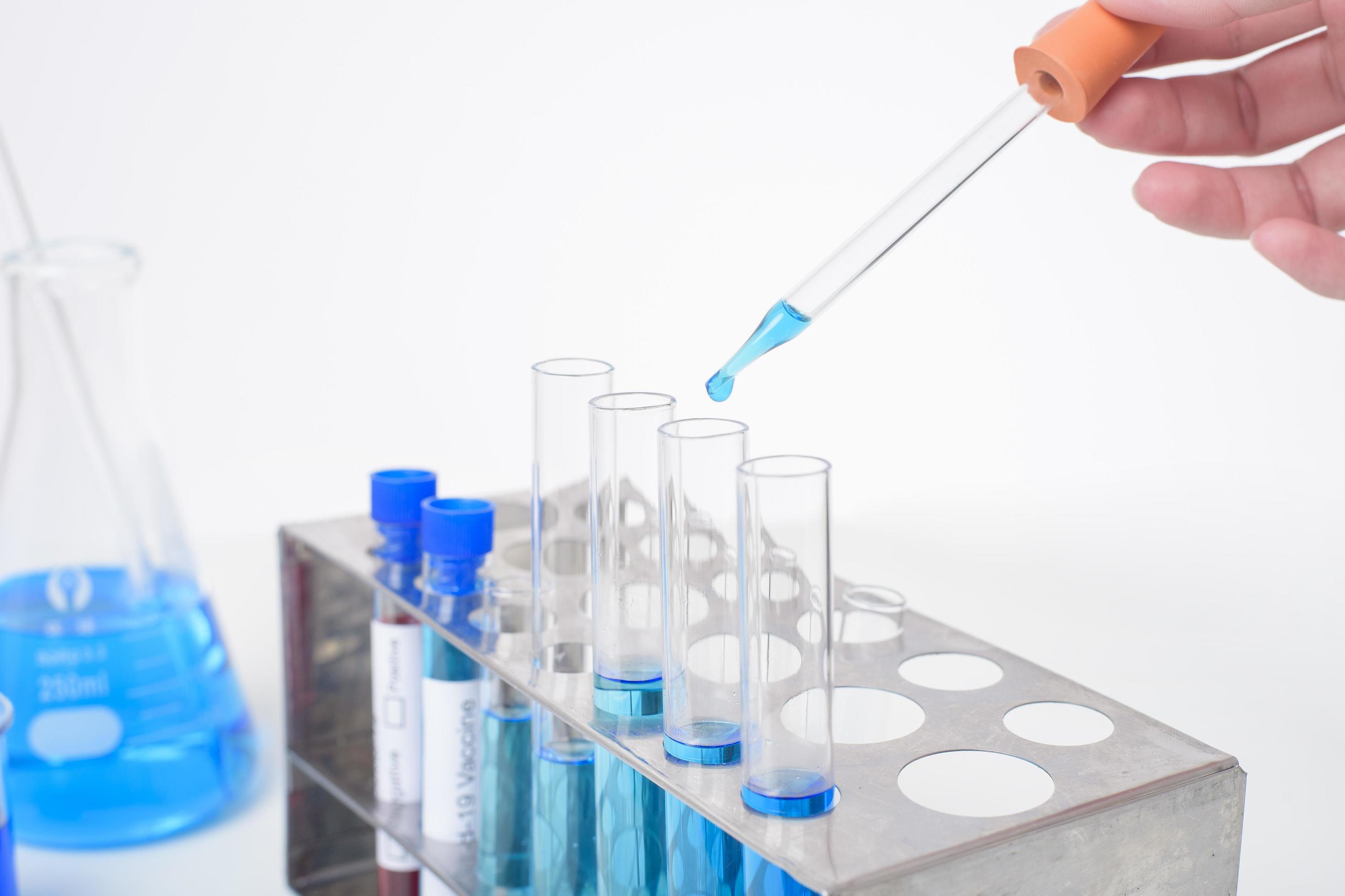 Laboratory background , microscope with lab glassware 5138668 Stock
