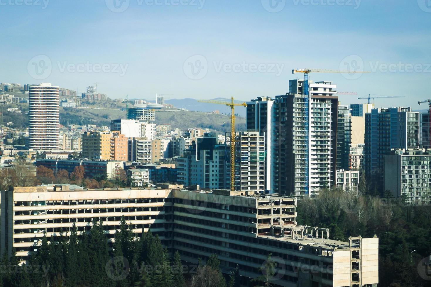 View of Tbilisi, Saburtalo district in the morning. photo