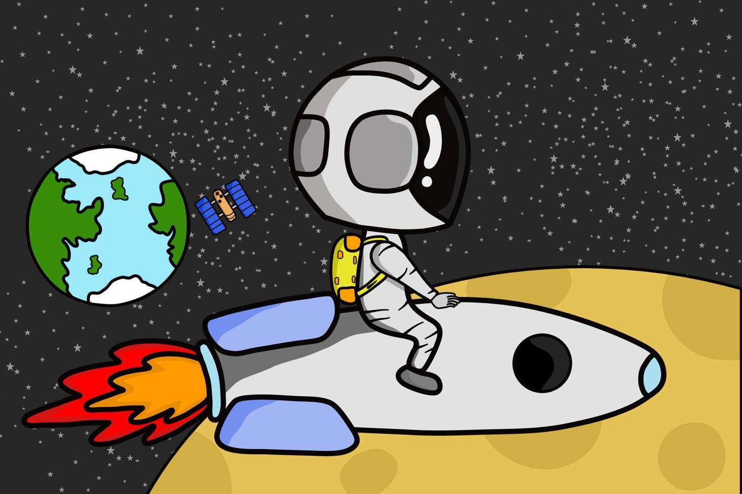 vector illustration of space travel with spaceship