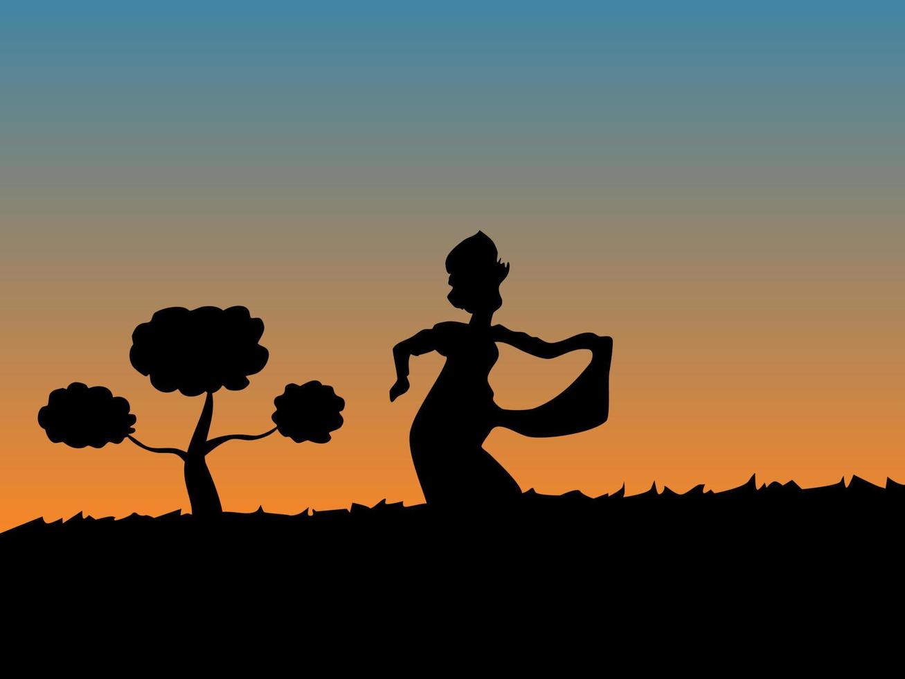 Traditional dancing woman silhouette vector