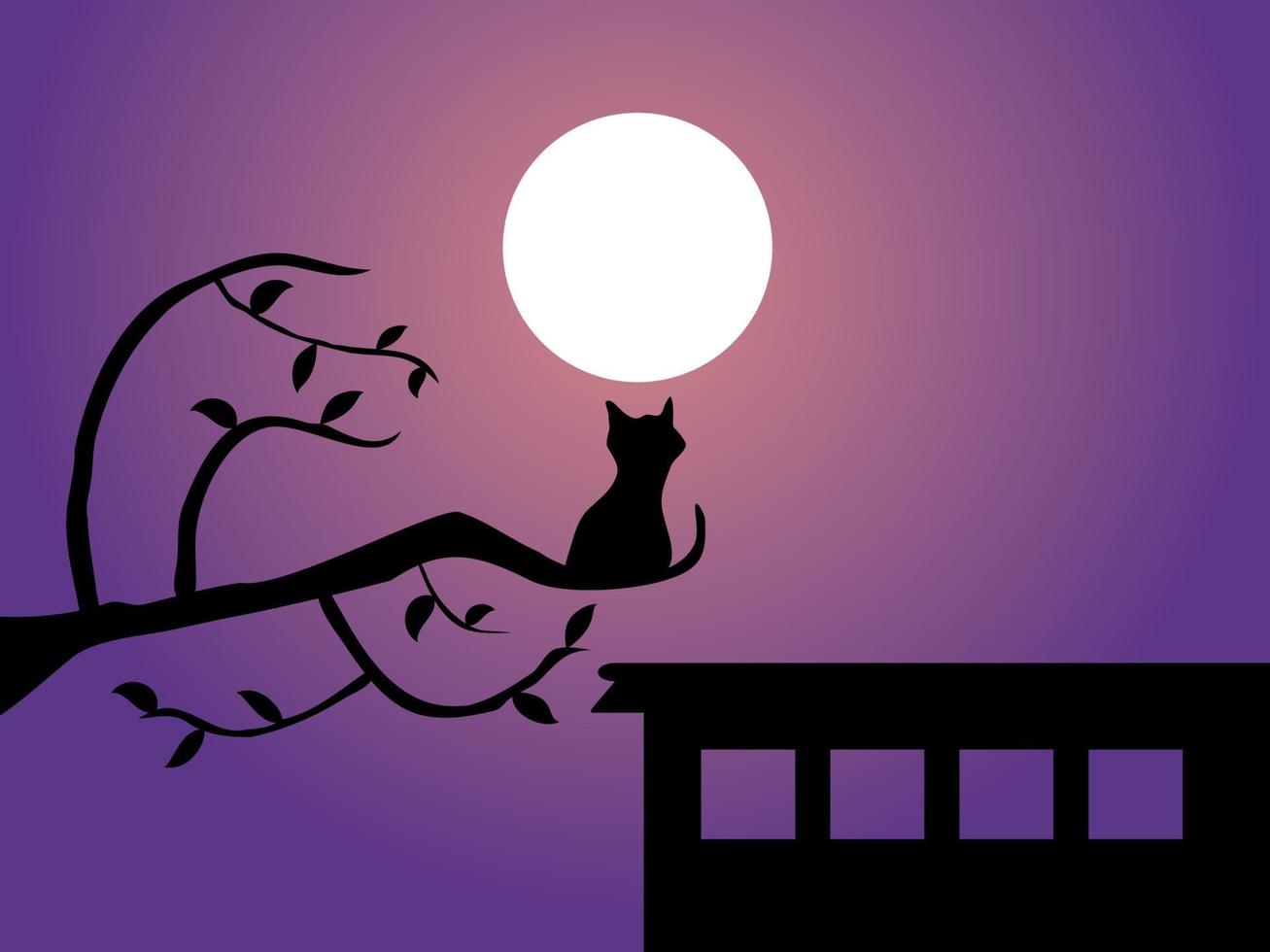 lonely cat on a tree branch vector