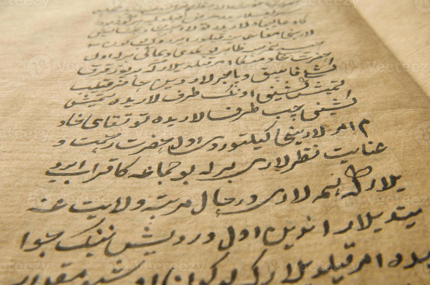 Ancient open book in arabic. Old arabic manuscripts and texts photo