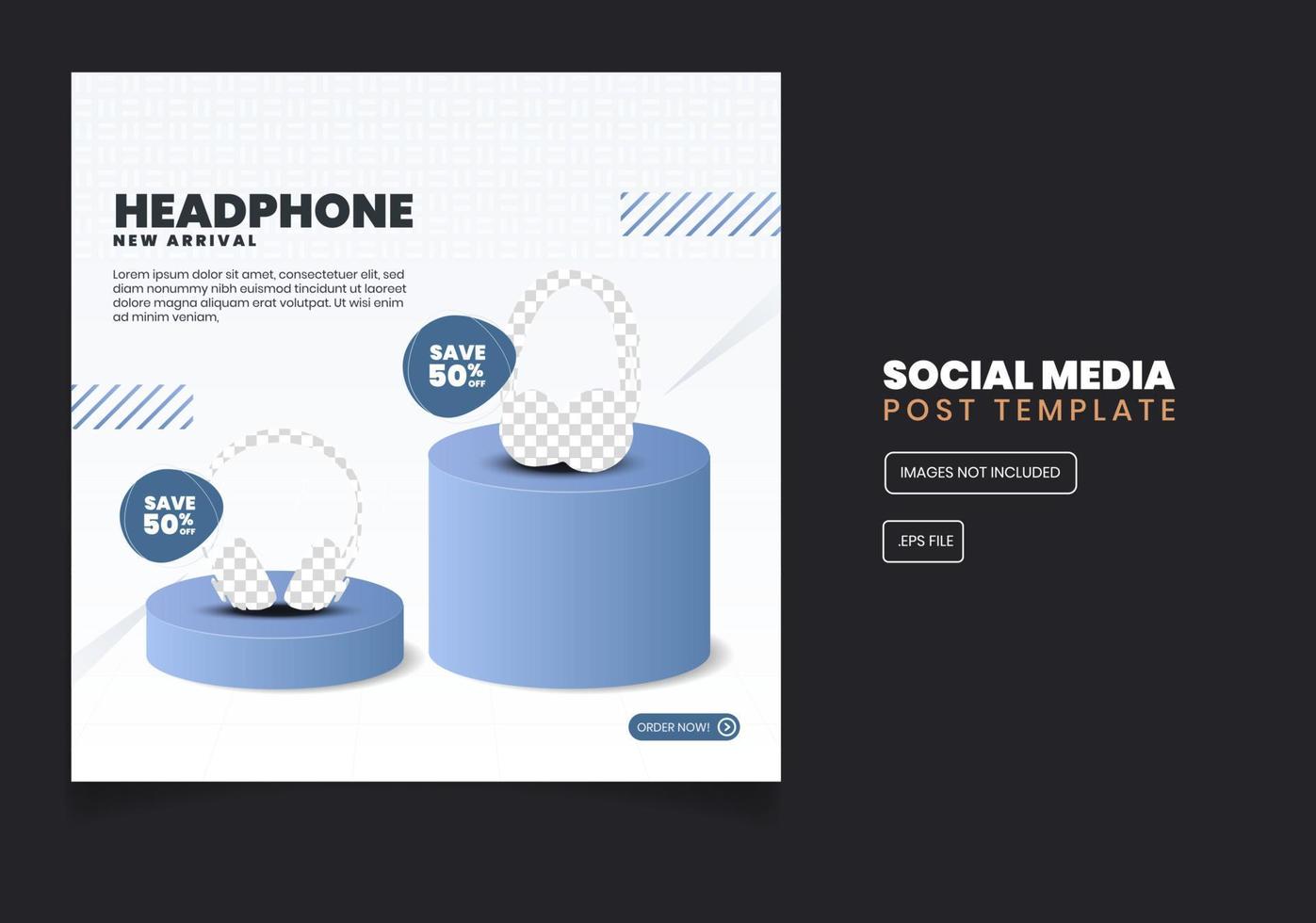 Headphone social media sales banner template vector