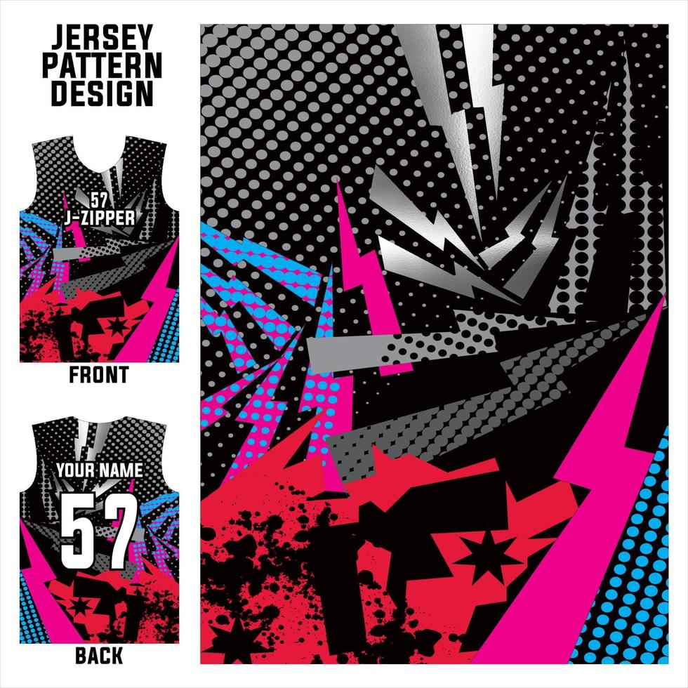 plantilla de patrón abstracto vectorial de diseño de jersey que se muestra en la parte delantera y trasera para equipos de fútbol, baloncesto, ciclismo, béisbol, voleibol, carreras, etc. vector